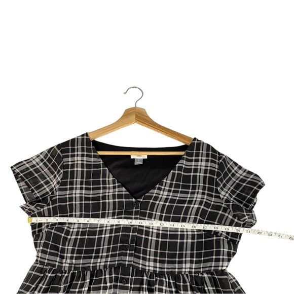 Old Navy Plaid Babydoll Dress Womens Large Black White Grunge Dark Academia - Picture 7 of 8